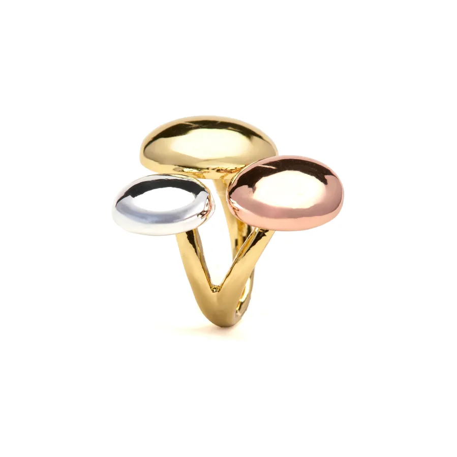 Anillo acabado en Rodio, oro amarillo y rosa de 18k - Basuz