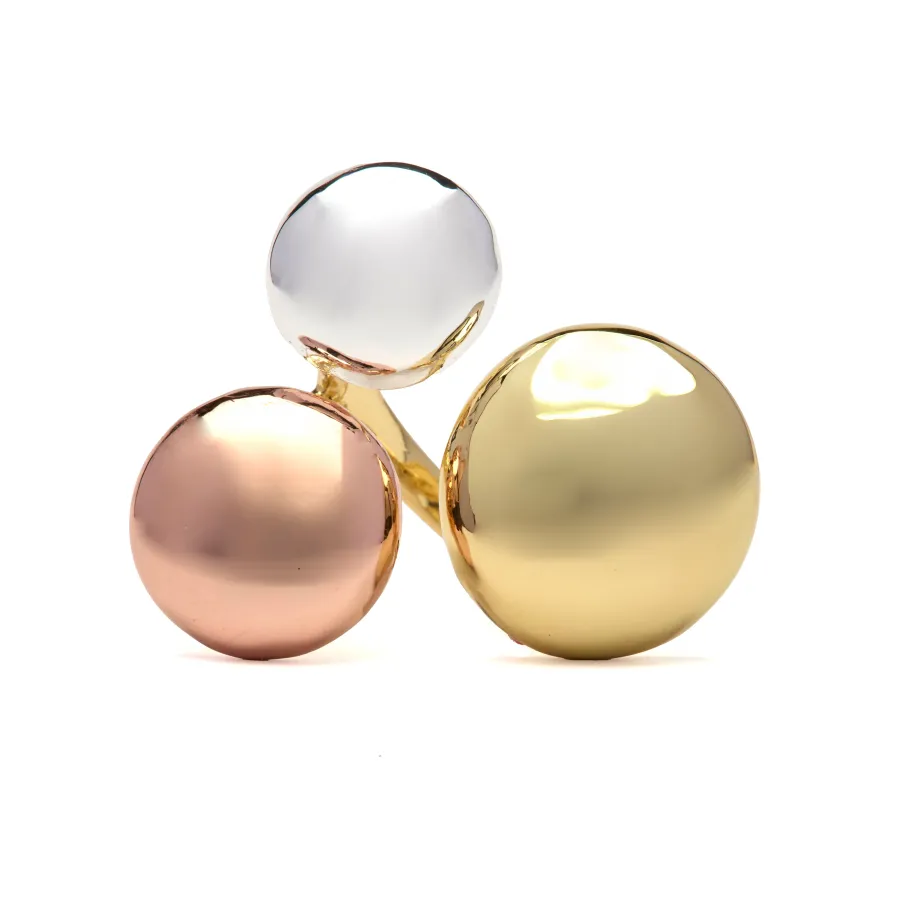 Anillo acabado en Rodio, oro amarillo y rosa de 18k - Basuz