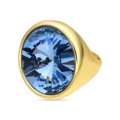 Anillo acabado oro amarillo de 18k y Cristal Azul - Cuako