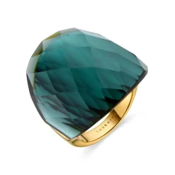Anillo con Cuarzo Hidrotermal Onix acabado en oro amarillo 18K - Tak