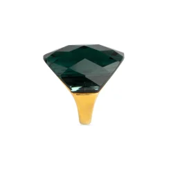 Anillo con Cuarzo Hidrotermal Onix acabado en oro amarillo 18K - Tak