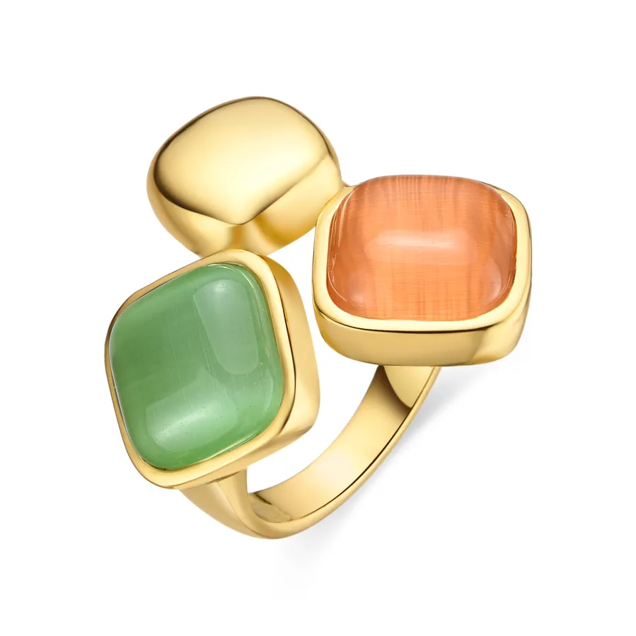Anillo con Ojo de Gato Multicolor acabado oro 18k - Shureo