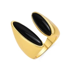Anillo con Resina Negra acabado oro 18k - Modwi