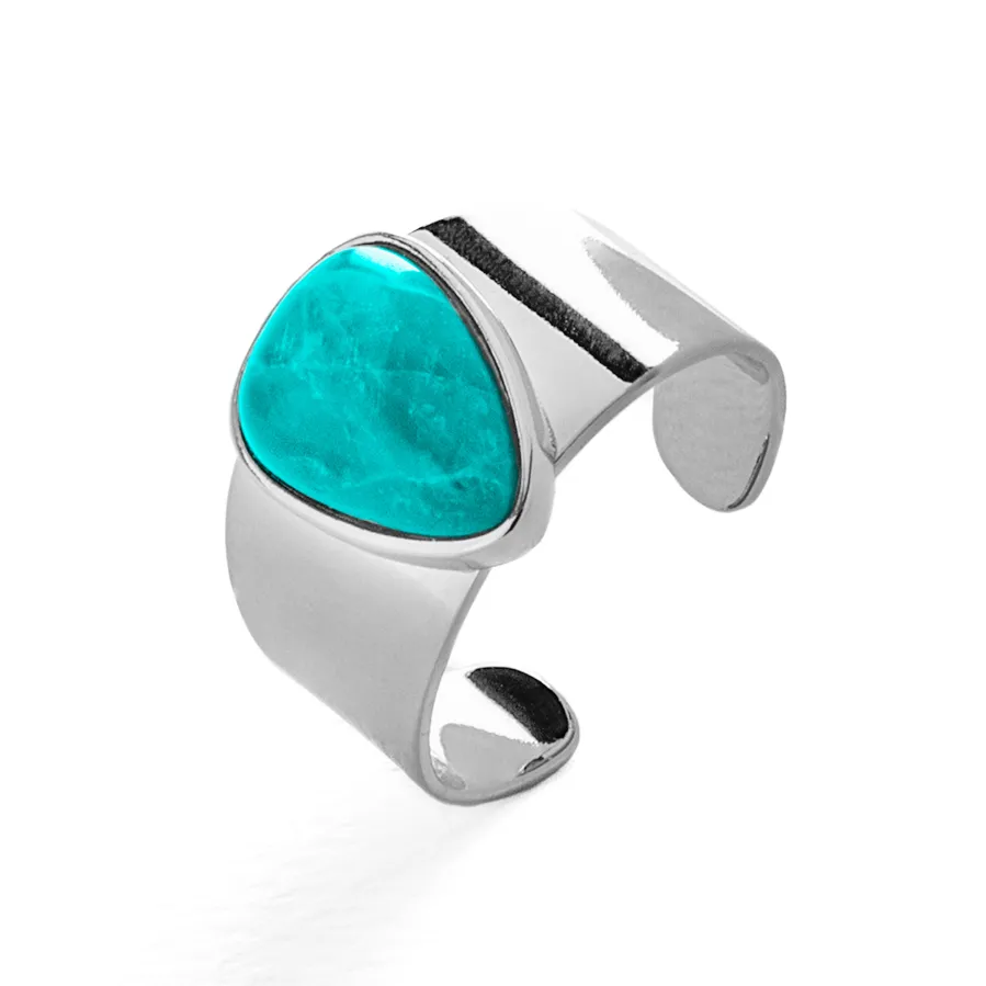 Anillo de Agata Azul acabado en rodio - Sheak