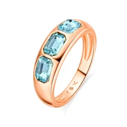 Anillo de Circonita Aguamarina acabado en oro amarillo de 18k - Eldine
