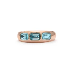 Anillo de Circonita Aguamarina acabado en oro amarillo de 18k - Eldine
