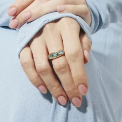 Anillo de Circonita Aguamarina acabado en oro amarillo de 18k - Eldine