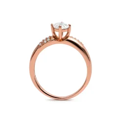 Anillo de Circonita Brillante acabado en oro rosa de 18k - Wedal