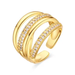 Anillo de Circonita Brillante acabado en oro amarillo de 18k - Raves
