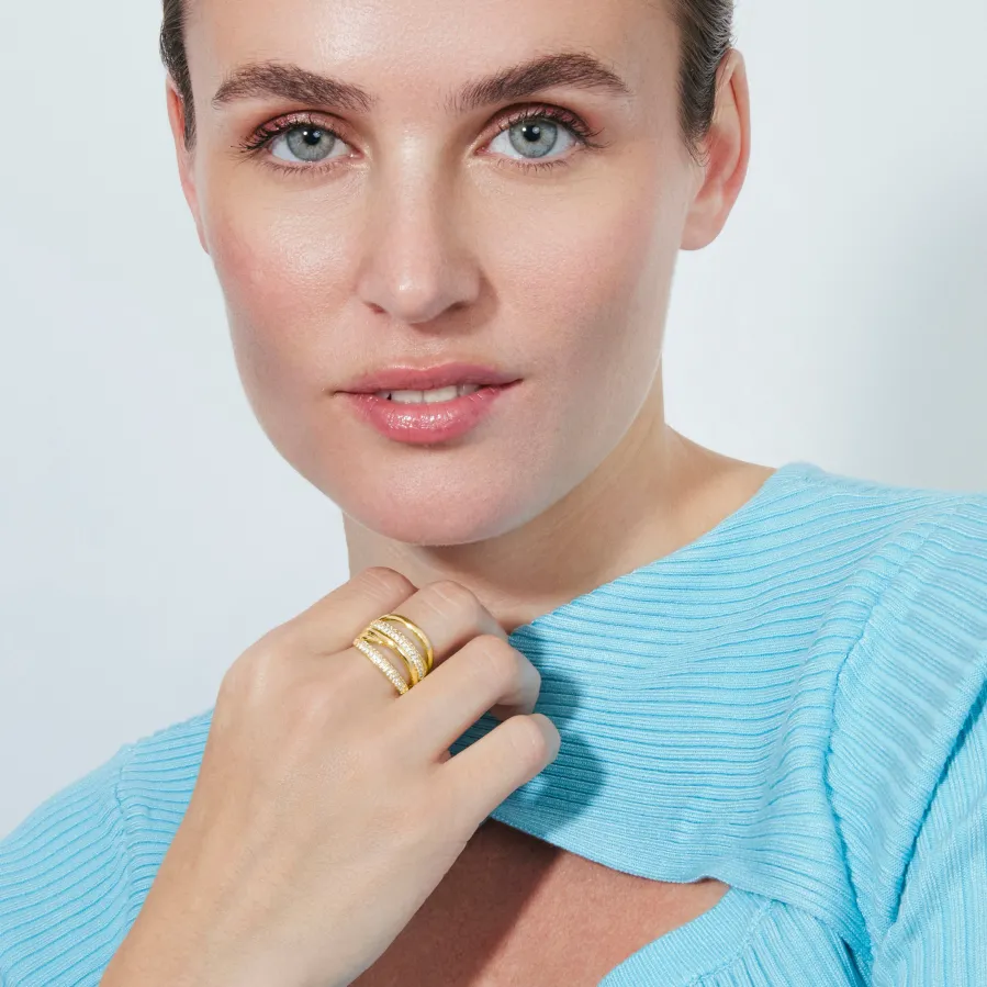 Anillo de Circonita Brillante acabado en oro amarillo de 18k - Raves