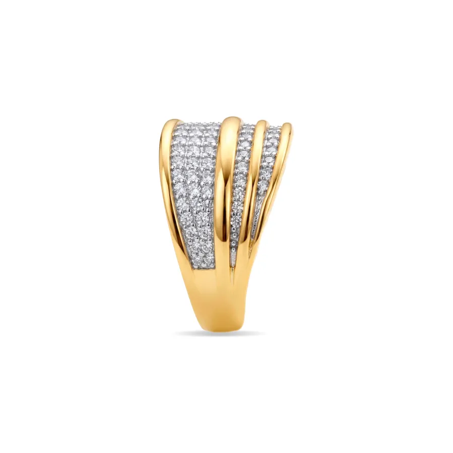 Anillo de Circonita Brillante acabado en oro amarillo de 18k - Hika