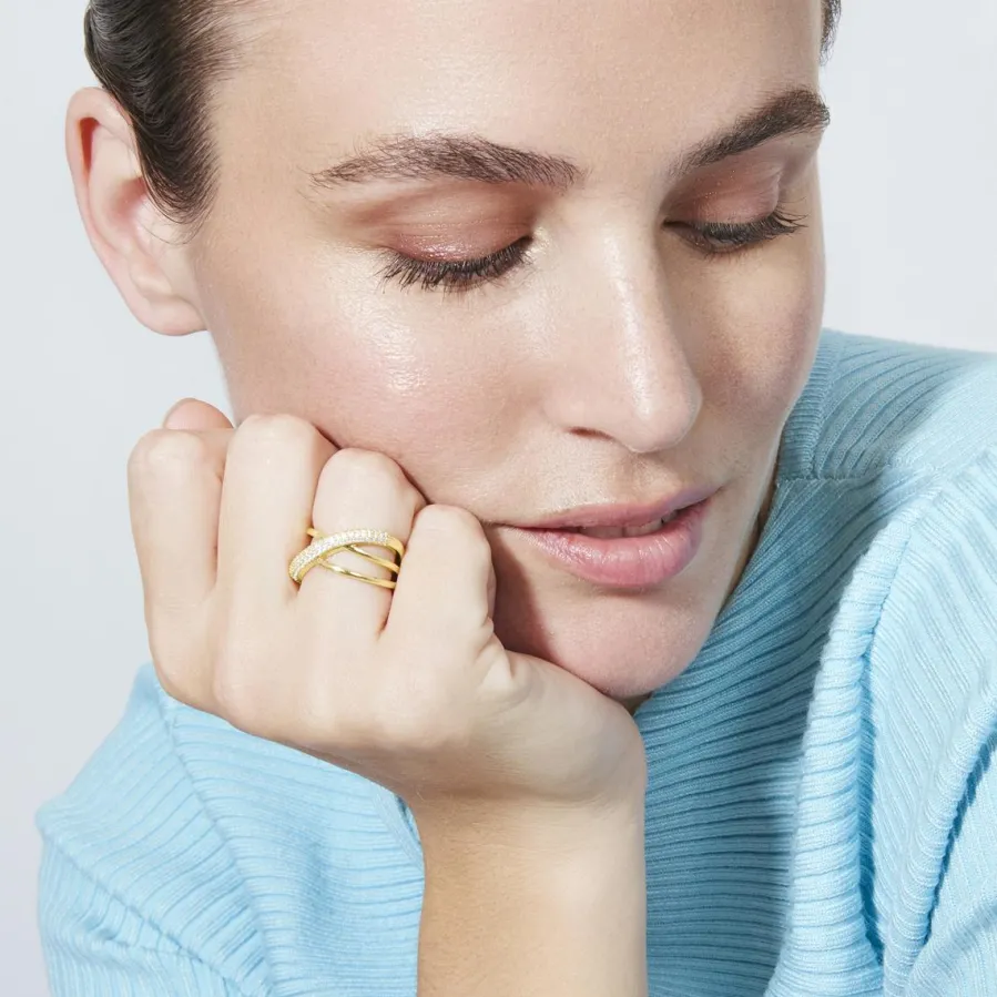 Anillo de Circonita Brillante acabado en oro amarillo de 18k - Meele