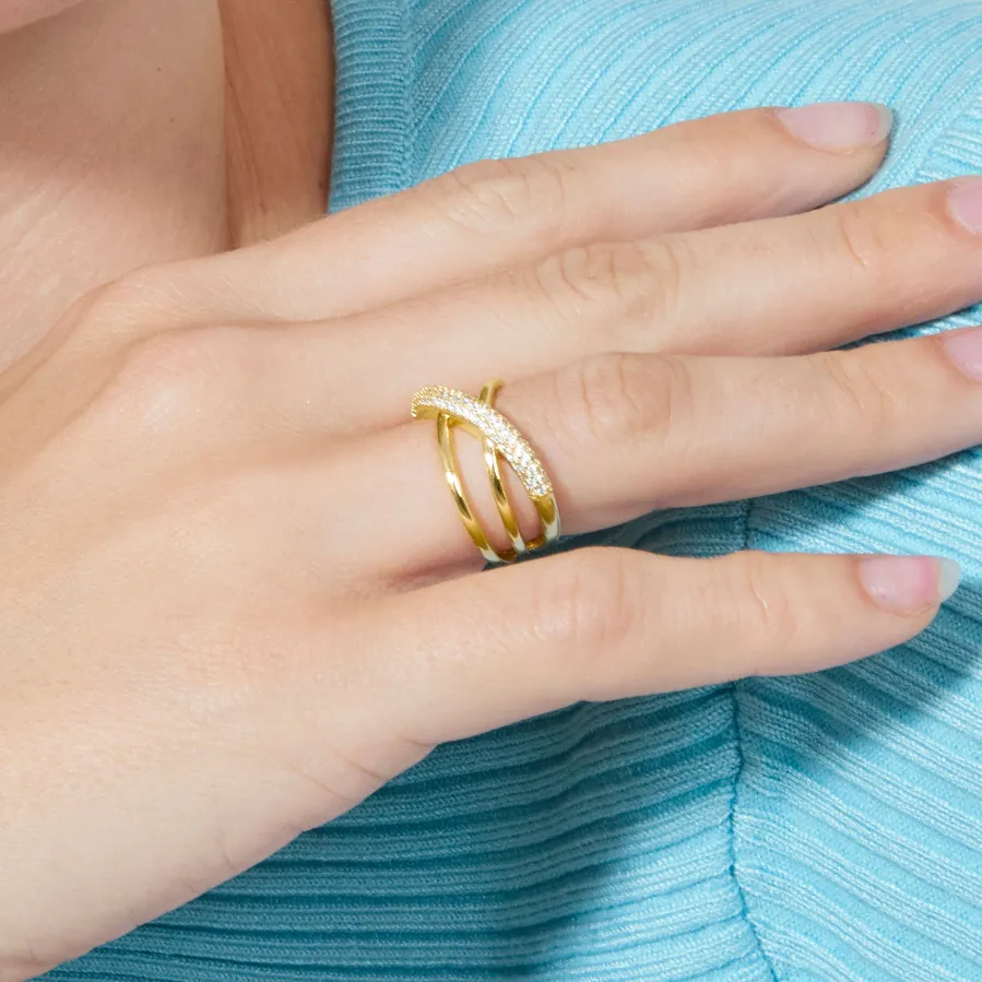 Anillo de Circonita Brillante acabado en oro amarillo de 18k - Meele