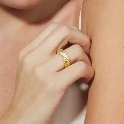 Anillo de Circonita Brillante acabado en oro amarillo de 18k - Riesim