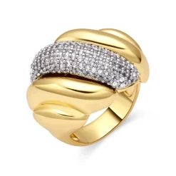 Anillo de Circonita Brillante acabado en oro amarillo 18k - Lyssi