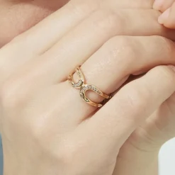 Anillo de Circonita Brillante acabado en oro rosa de 18k - Resim