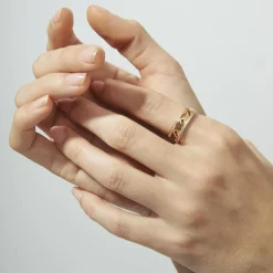 Anillo de Circonita Brillante acabado en oro rosa de 18k - Lakud