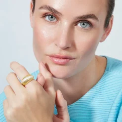 Anillo de Circonita Brillante acabado en oro amarillo de 18k - Gunlib