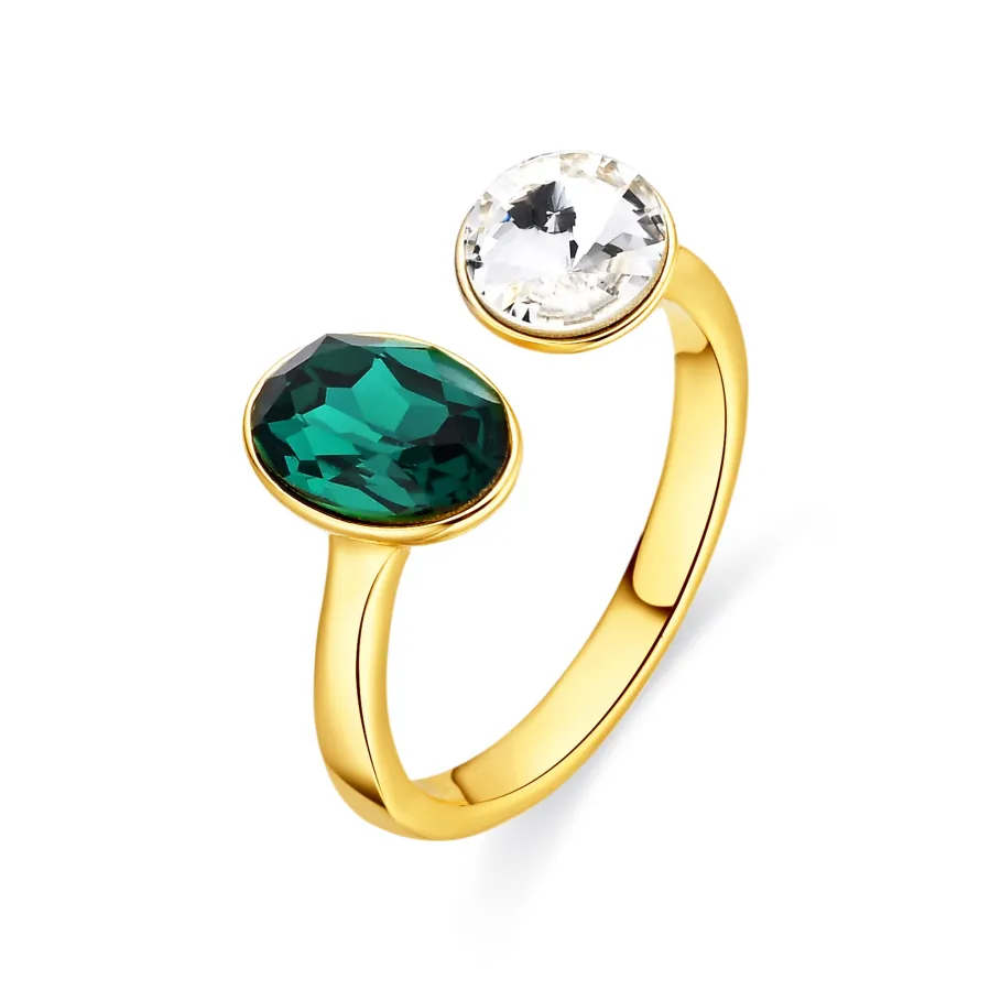 Anillo de Circonita Esmeralda acabado en oro amarillo de 18k - Rirath
