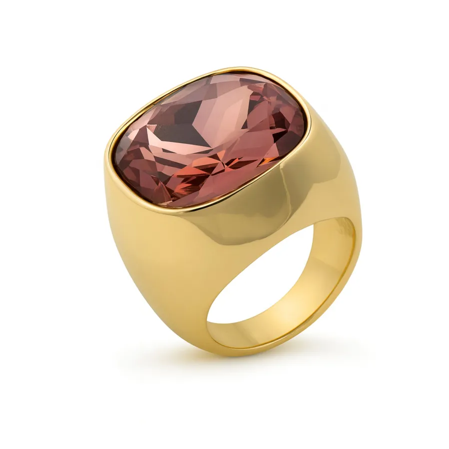 Anillo de Circonita Marrón acabado en oro amarillo 18k - Ashan