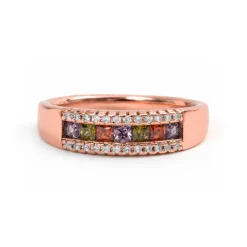 Anillo de Circonita Multicolor acabado en oro rosa de 18k - Saikpo