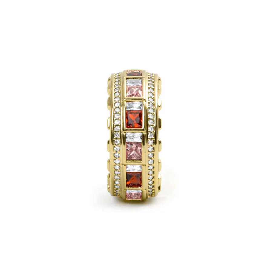 Anillo de Circonita Multicolor acabado en oro amarillo de 18k - Niodoc
