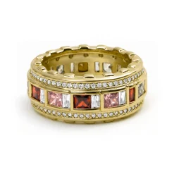Anillo de Circonita Multicolor acabado en oro amarillo de 18k - Niodoc