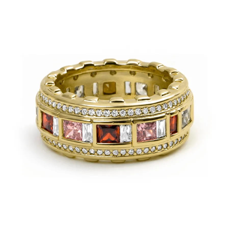 Anillo de Circonita Multicolor acabado en oro amarillo de 18k - Niodoc