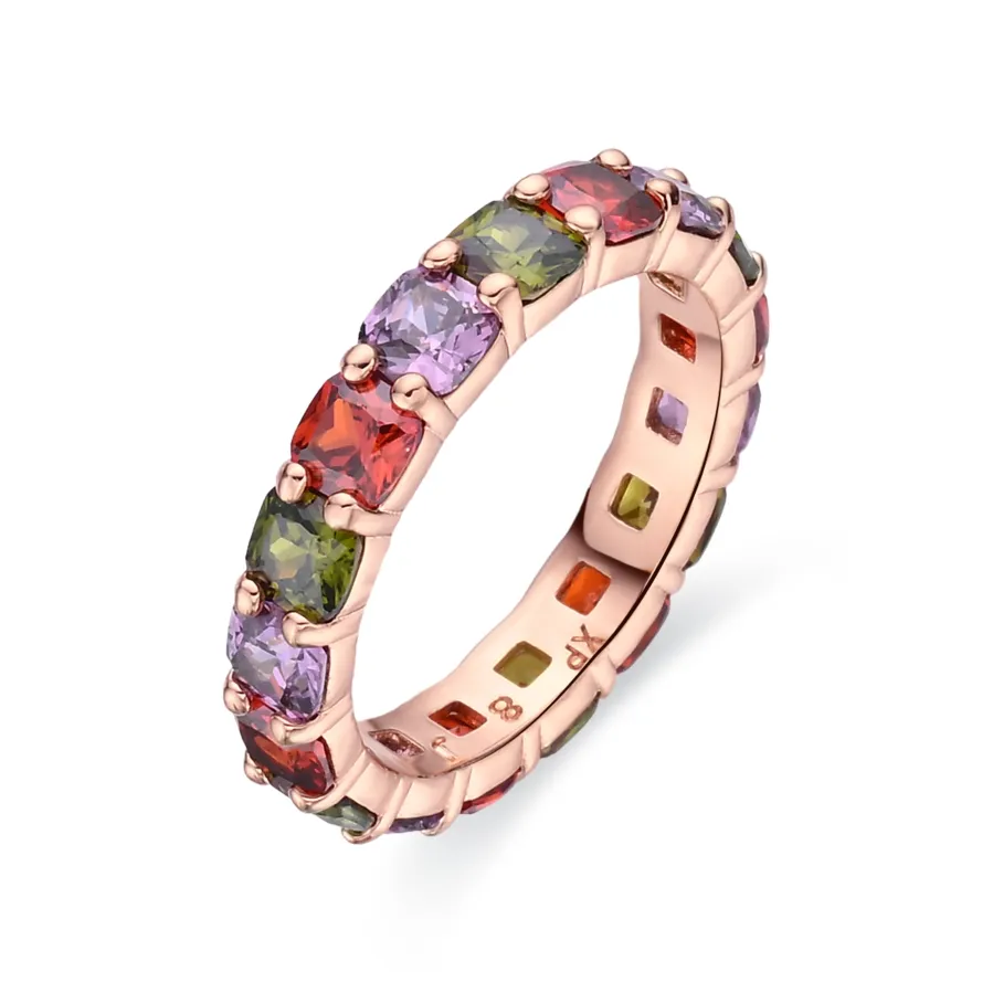 Anillo de Circonita Multicolor acabado en oro rosa de 18k - Lanbyu