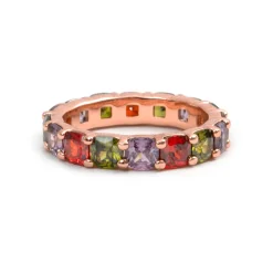 Anillo de Circonita Multicolor acabado en oro rosa de 18k - Lanbyu
