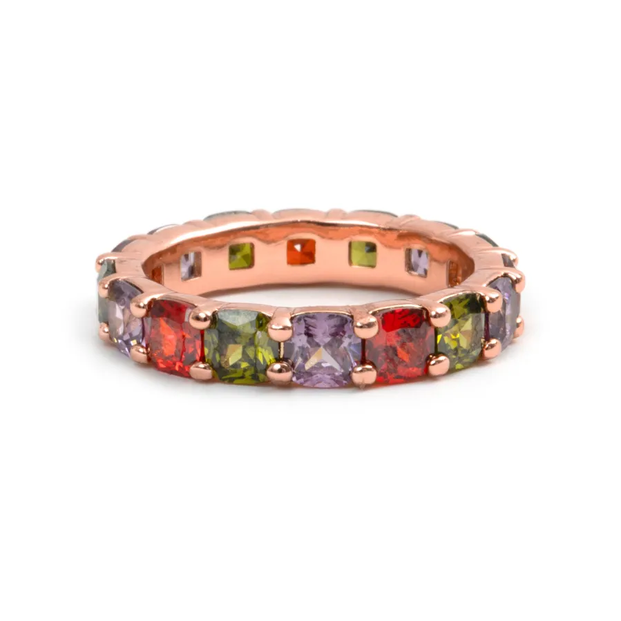 Anillo de Circonita Multicolor acabado en oro rosa de 18k - Lanbyu