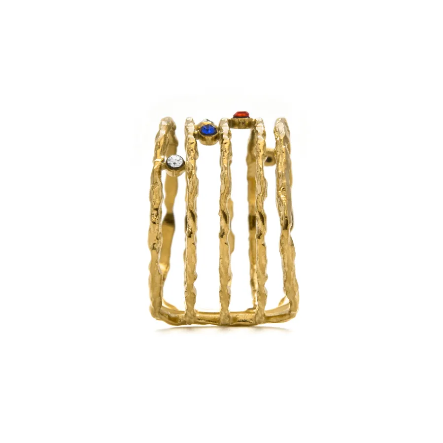 Anillo de Circonita Multicolor acabado en oro amarillo 18k - Copply