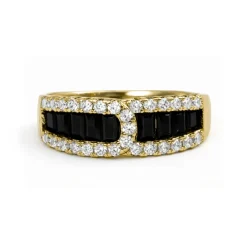 Anillo de Circonita Onix acabado en oro amarillo de 18k - Guine