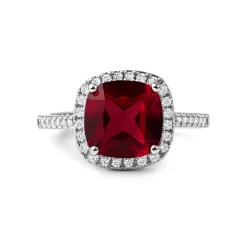 Anillo de Circonita Rubí acabado en rodio - Kada