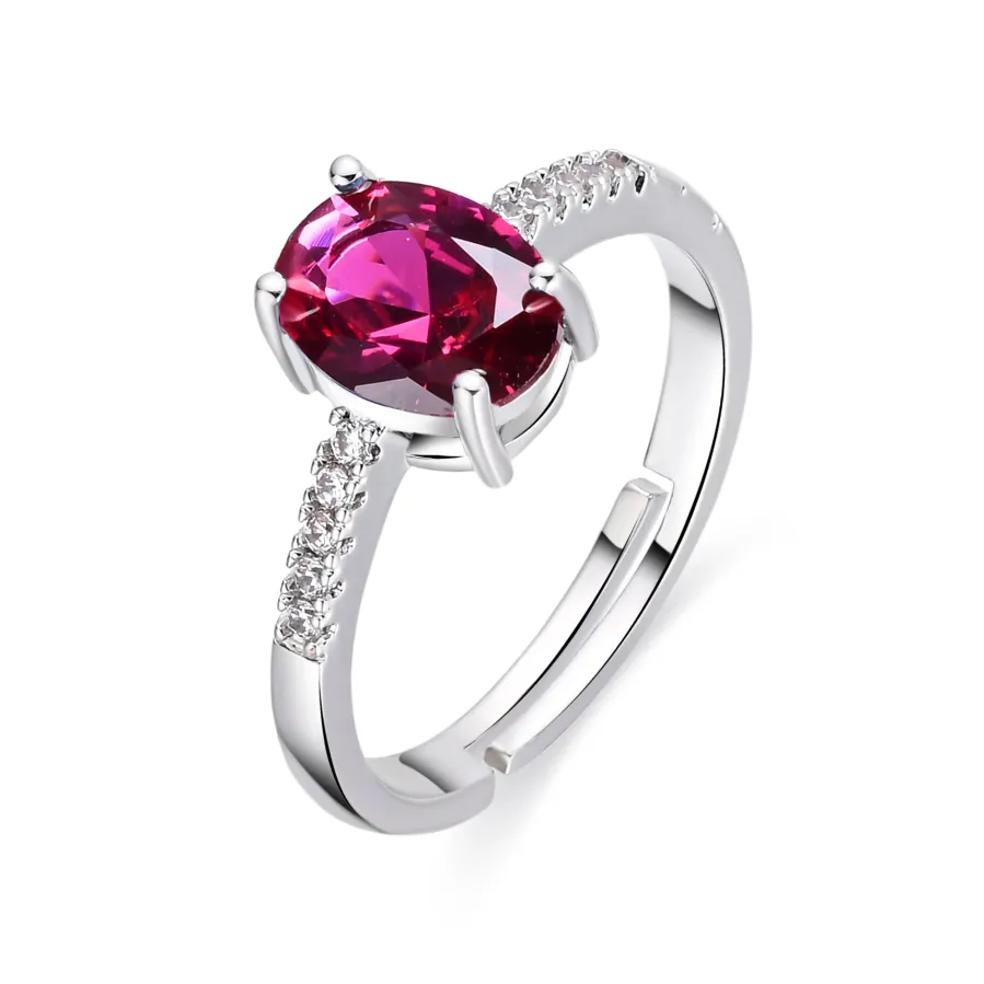 Anillo de Circonita Rubí acabado en rodio - Misze