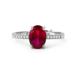Anillo de Circonita Rubí acabado en rodio - Misze