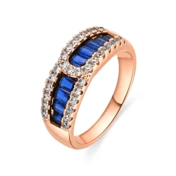 Anillo de Circonita Zafiro acabado en oro amarillo de 18k - Guine