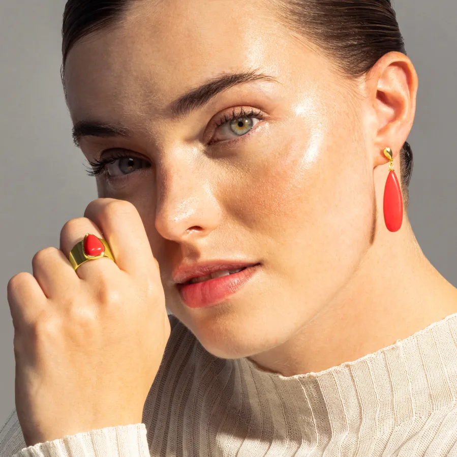 Anillo de Coral acabado en oro amarillo 18K - Sheak