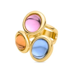 Anillo de Cristal Multicolor acabado en oro amarillo 18K - Longki