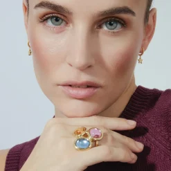 Anillo de Cristal Multicolor acabado en oro amarillo 18K - Longki