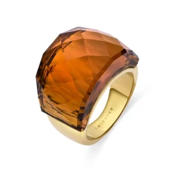 Anillo de Cuarzo Hidrotermal Naranja acabado en oro amarillo de 18k - Fadino