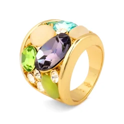 Anillo de Cuarzo Hidrotermal Multicolor acabado en oro amarillo de 18k - Ferio