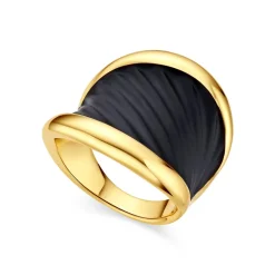 Anillo de Lacado Negro acabado en oro amarillo de 18k - Overci