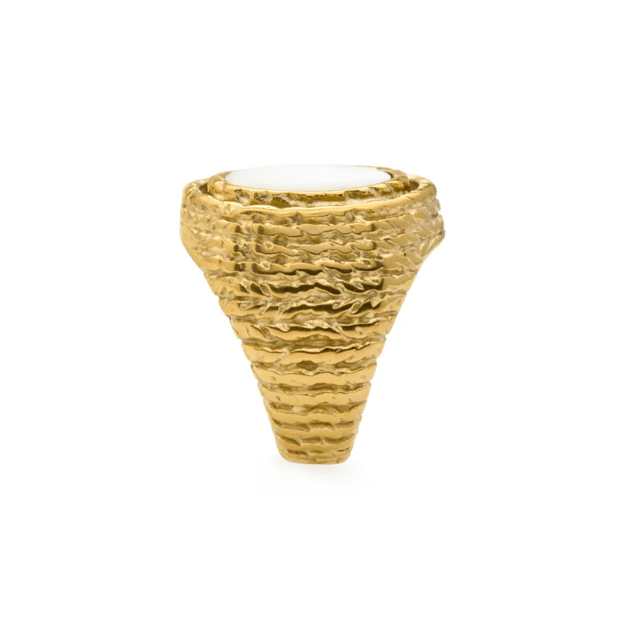 Anillo de Madreperla Blanca acabado en oro amarillo 18k - Mysdan