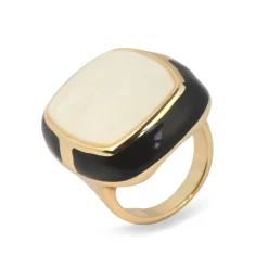 Anillo de Madreperla Blanca acabado en oro amarillo de 18k - Rounki