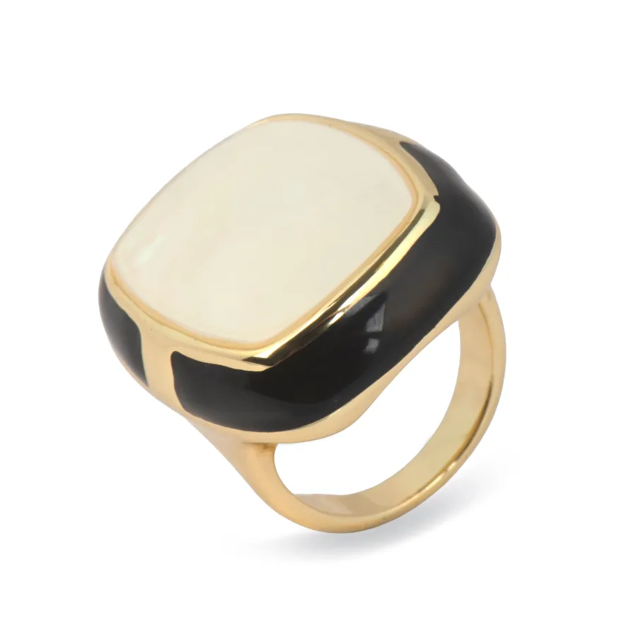 Anillo de Madreperla Blanca acabado en oro amarillo de 18k - Rounki
