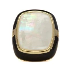 Anillo de Madreperla Blanca acabado en oro amarillo de 18k - Rounki