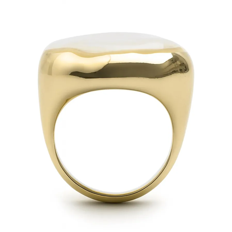 Anillo de Madreperla Blanca acabado en oro amarillo de 18k - Riub