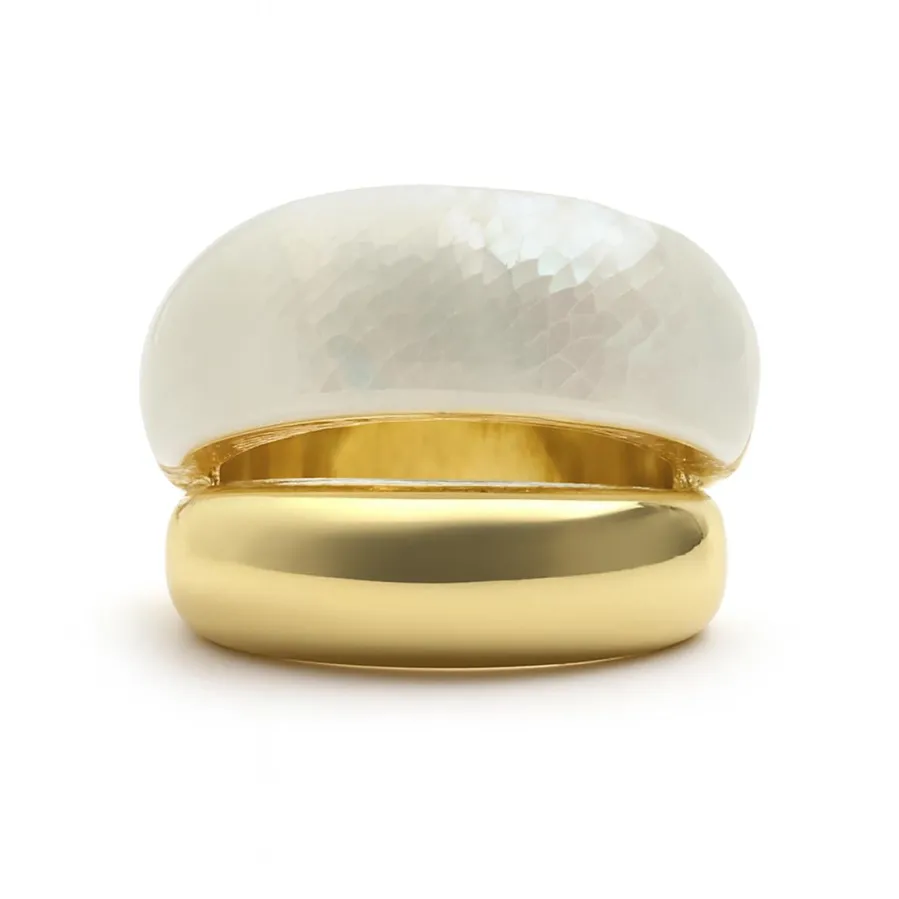 Anillo de Madreperla Blanca acabado en oro amarillo de 18k - Aisal
