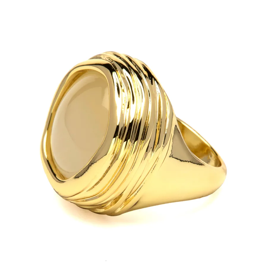 Anillo de Ojo de Gato acabado en oro amarillo de 18k - Kiqau